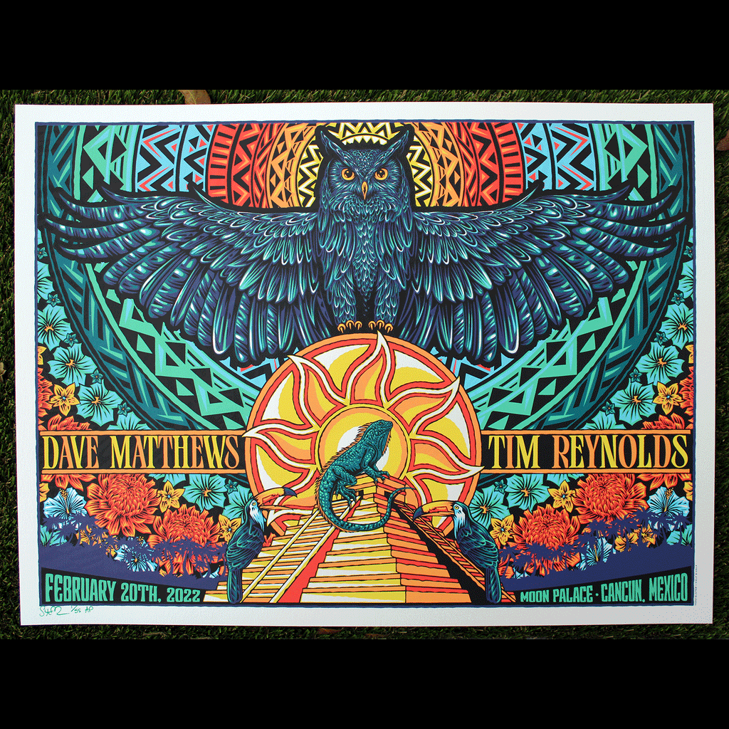 Dave Matthews Tim Reynolds poster silkscreen Todd Slater Cancun owl