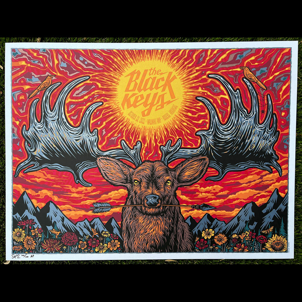 Black Keys poster Todd Slater Elk Arkansas gigposter printmaking nature