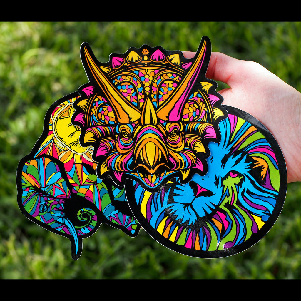 Sticker set - Elephant, Lion, Triceratops