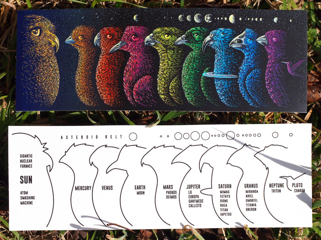 Sticker set - Bat, Peacock and Universe Birds