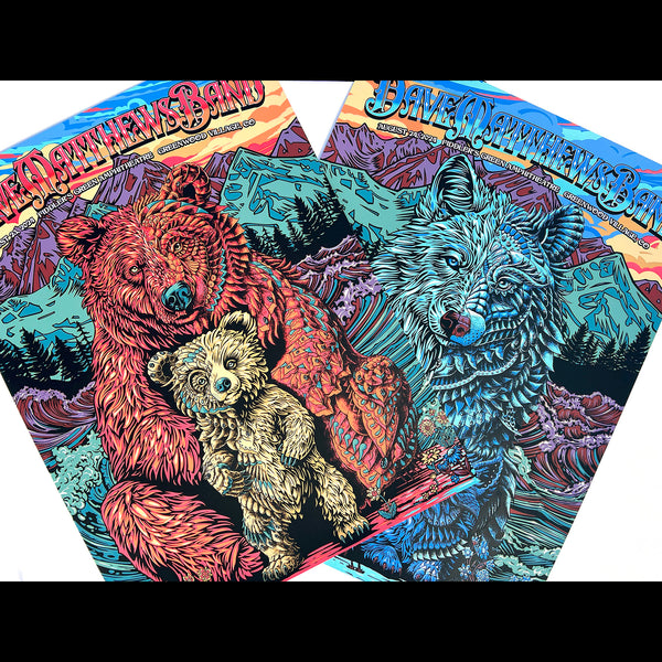 Dave Matthews Band Poster bear wolf Todd Slater Bioworkz Colorado silkscreen