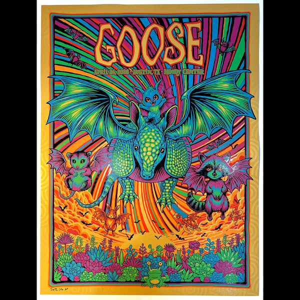 Goose silkscreen poster Todd Slater The Neverending Story Austin Texas armadillo Daniel Johnston