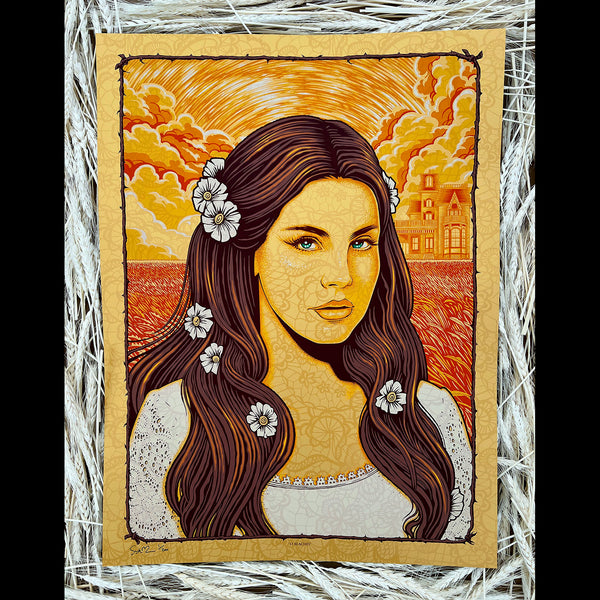 Lana Del Rey Todd Slater 13 Beaches poster silkscreen serigraph printmaking Days of Heaven beauty sun golden wheat old hollywood