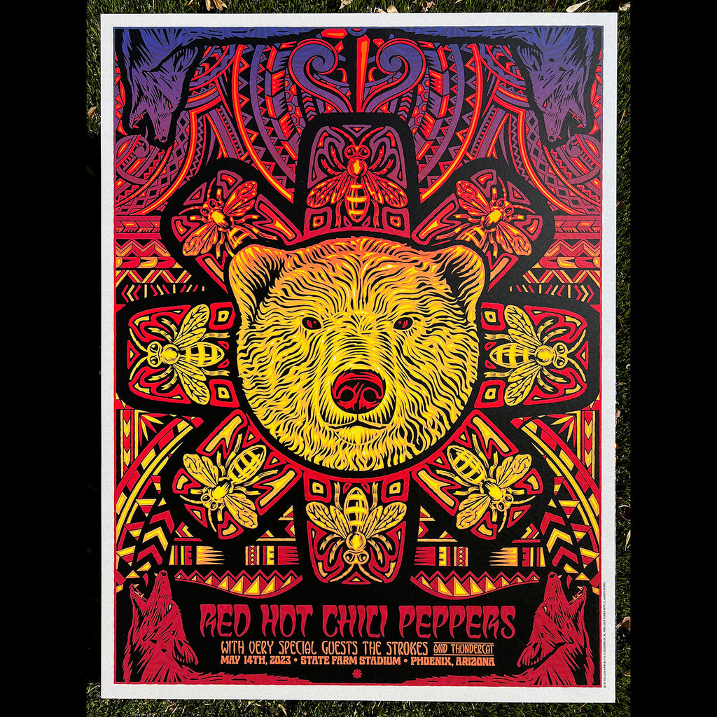 RHCP Red Hot Chili Peppers poster Todd Slater silkscreen California bear bee wolf art of the year