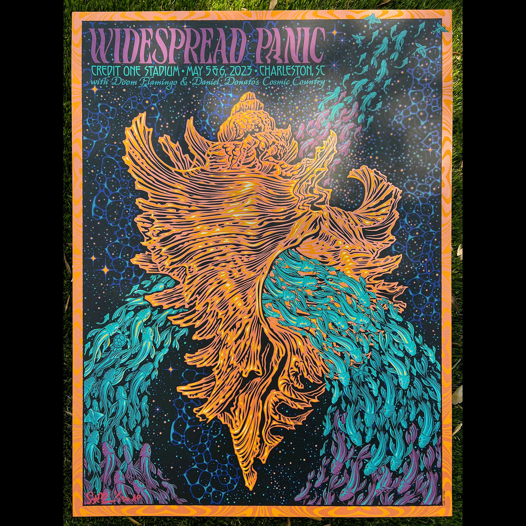 Widespread Panic Todd Slater poster silkscreen printmaking conch shell koi fish gigposter art of the year