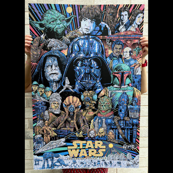Star Wars Empire Strikes Back poster Todd Slater mosaic silkscreen printmaking silkscreen art of the year Darth Vader Luke Skywalker Boba Fett Bossk Dengar 4-Lom Ig-88