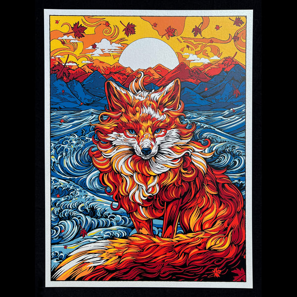 Fox vixen ocean art by Todd Slater silkscreen printmaking autumn Dave Matthews art of the year