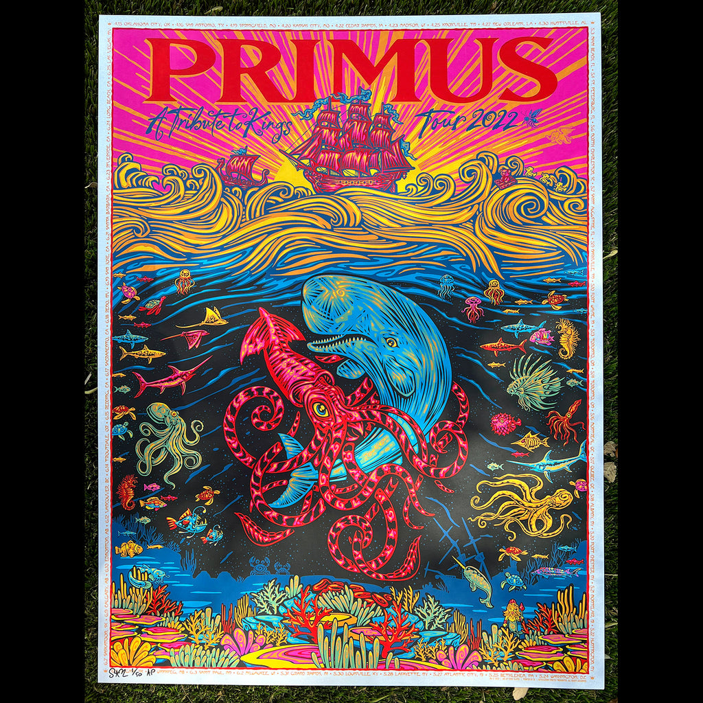 Primus Sailing the Seas of Cheese silkscreen poster screen print Todd Slater squid and whale 